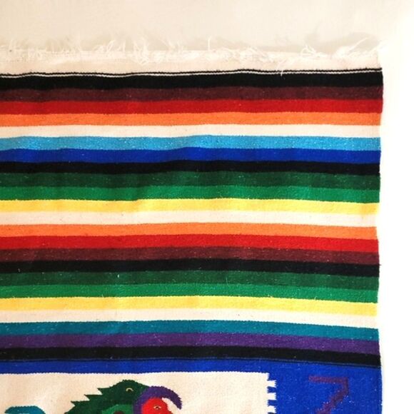 VTG Zapotec Mexican tapestry throw rug - Picture 4 of 11